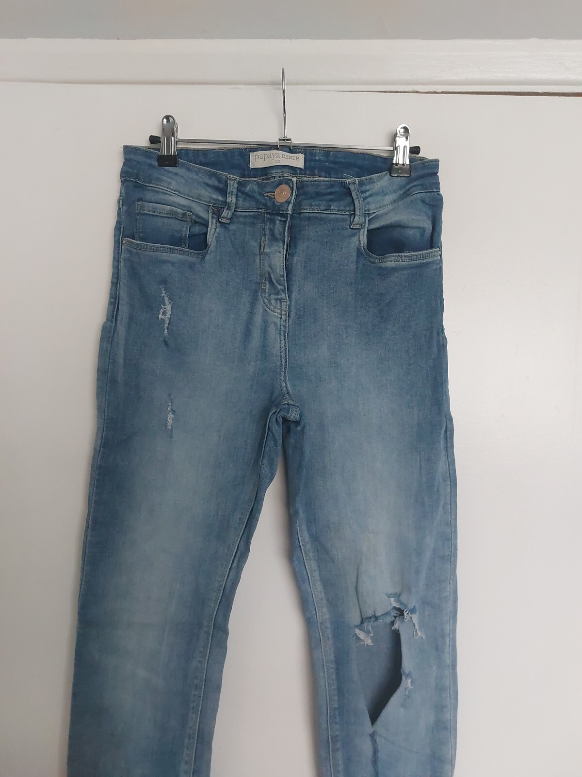 Papaya Ladies Size 12 High Waist Skinny Ripped Jeans eBay