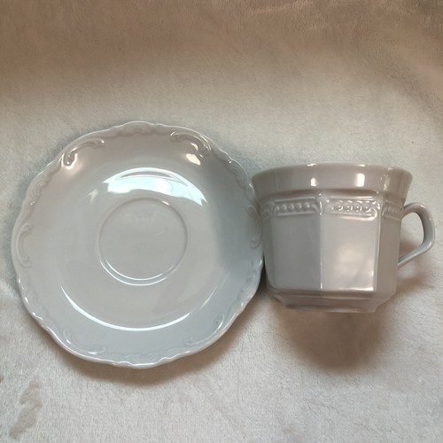 Mitterteich Bavarian Teacup And Saucer West Germany White Tonal 1 Cup 1 Saucer - Picture 3 of 6