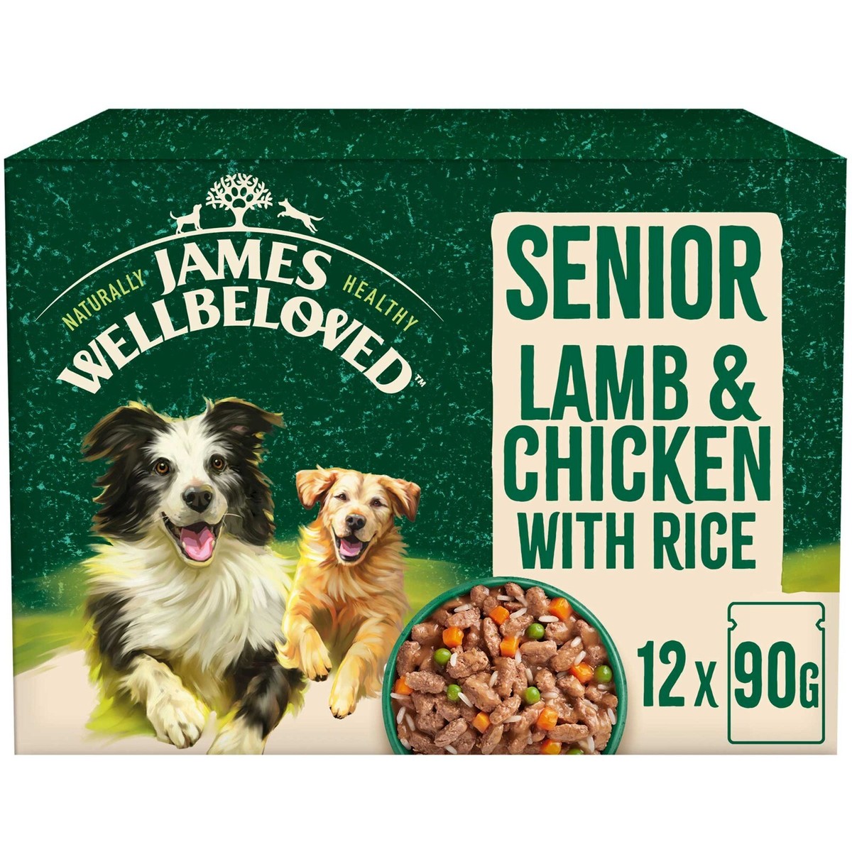 James Wellbeloved Senior Wet Dog Food in Gravy Lamb Chicken 12x90g  Pouches