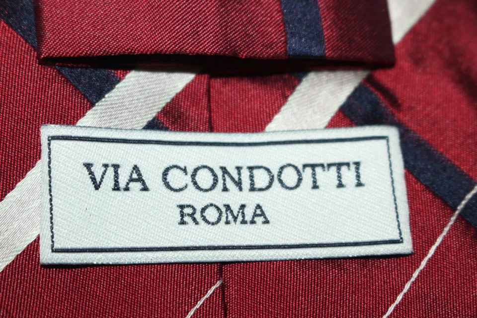 Corbata de seda VIA CONDOTTI hecha en Italia F55589 Foto 4 de 4