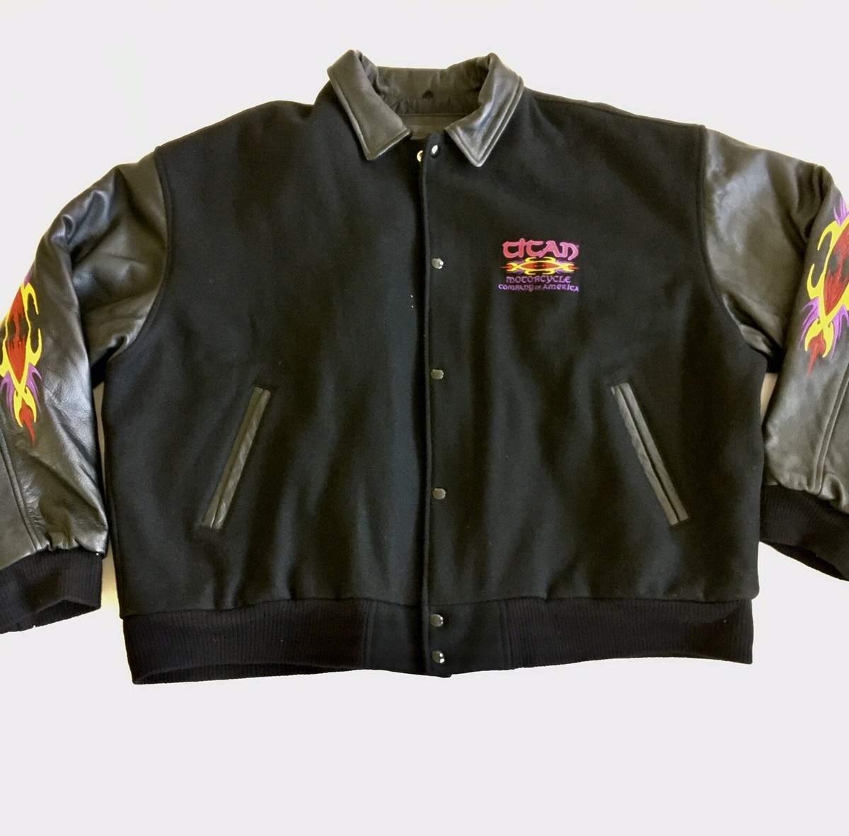 Rottweiler TITAN Motorcycle Men's Biker Black Wool Leather Jacket