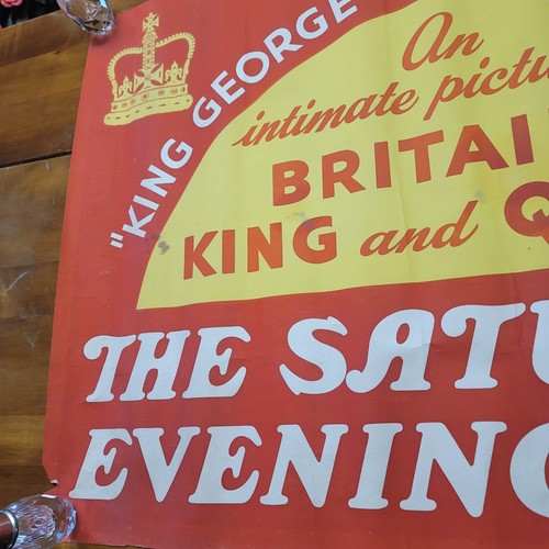 Rare 1939 Saturday Evening Post King George Strives To Please Poster - Picture 2 of 16