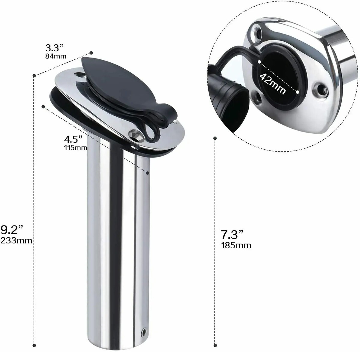 2Pcs Boat Fishing Rod Holder Marine Stainless Flush Mount Holder Drain - Foto 11