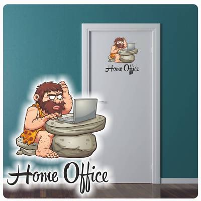 Türaufkleber Home Office Neandertaler Laptop Digitaldruck Tür Wand Tattoo DT096 