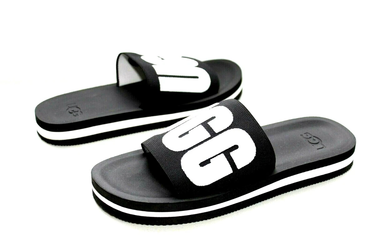 UGG ZUMA GRAPHIC BLACK WHITE SANDALS SIZE 6 US WOMENS