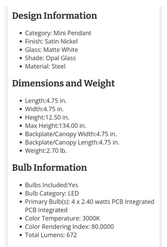 ET2 Contemporary Lighting E63109-11SN Cilandro LED Mini Pendant Satin Nickel - Picture 3 of 3