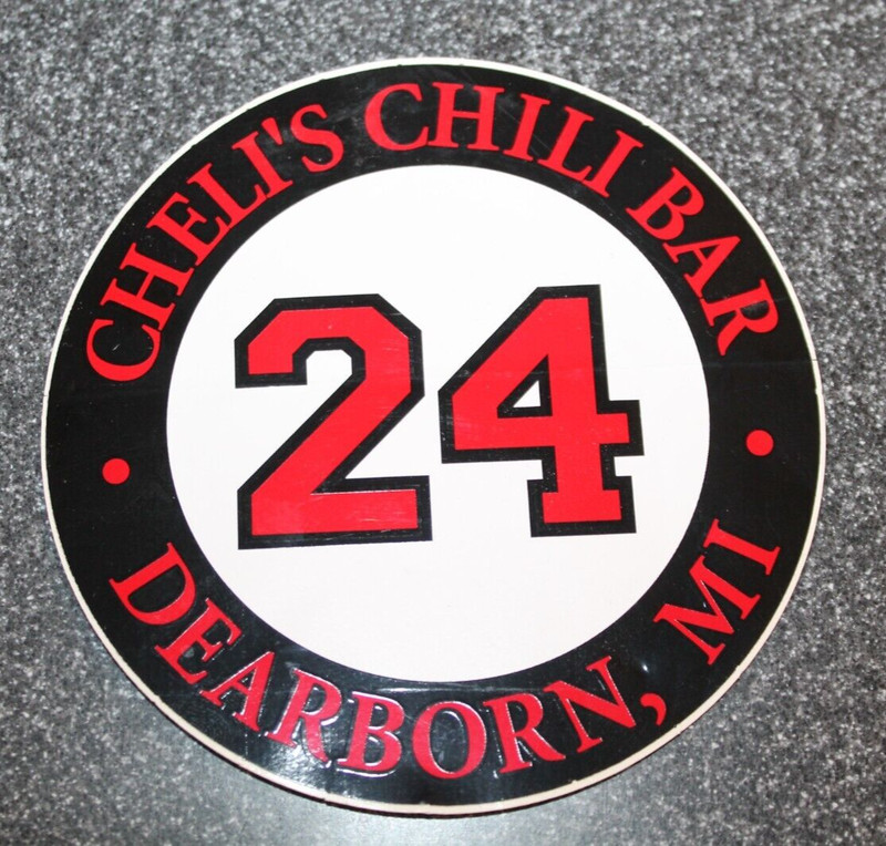 Cheli's sticker Chris Chelios Cheli’s Chili Bar Dearborn MI Red Wings Blackhawks