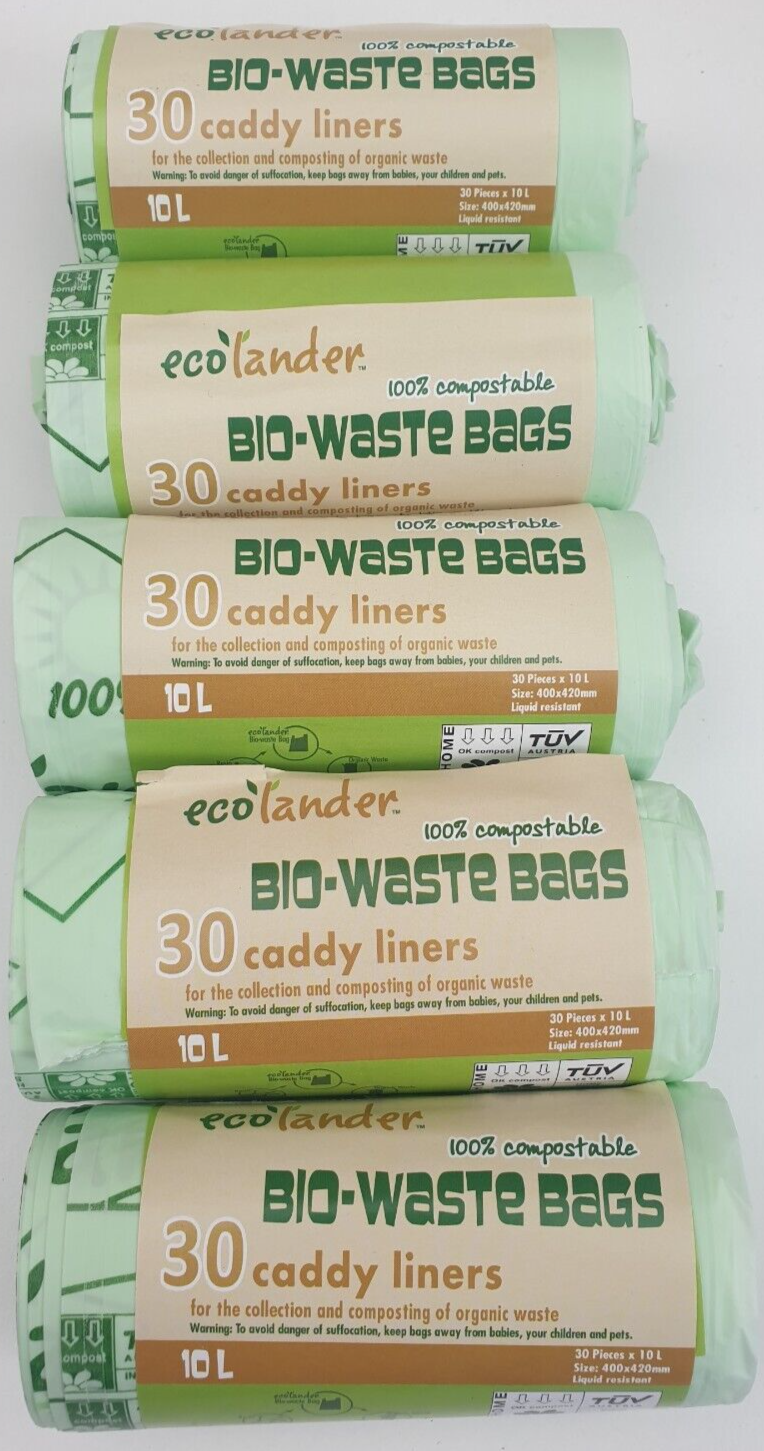 10 Litre 100% Compostable Food Waste Caddy Bin Liners x150 Biodegradable Organic