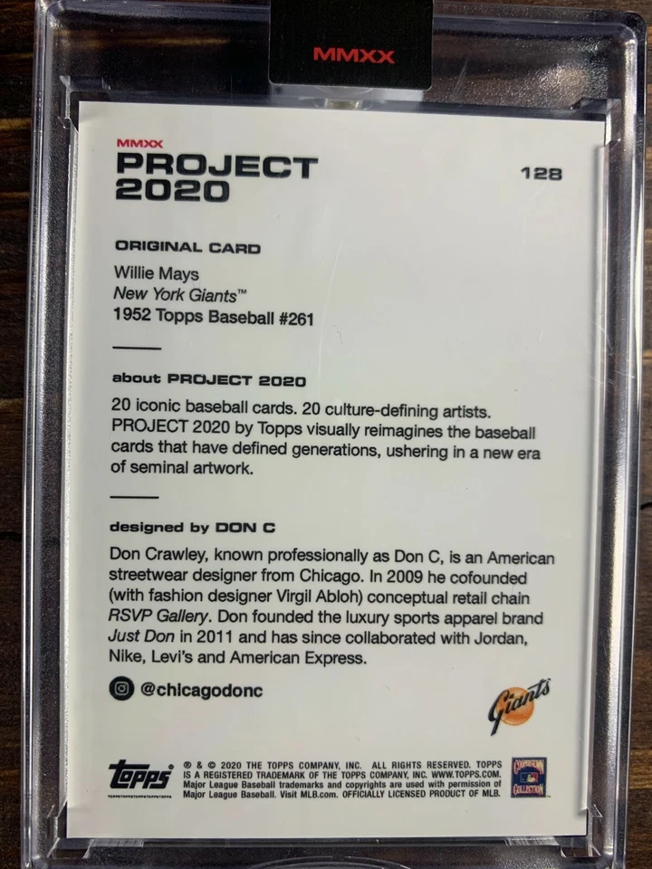 Willie Mays Baseball Card #128 Topps Project 2020 New York Giants MLB HOF MINT - Image 2 of 2