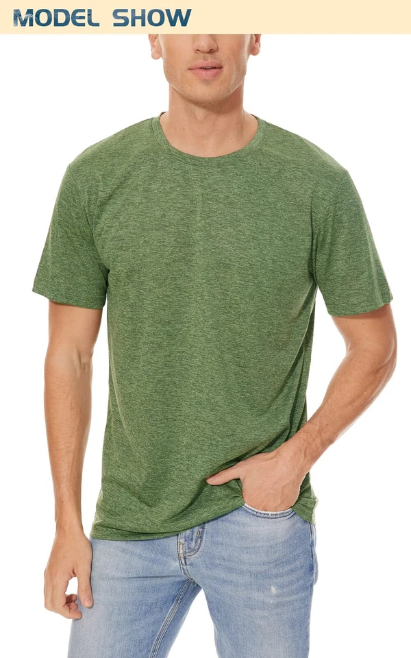 Camisetas lisas de manga corta para hombre de secado rápido ligeras calce atlético gimnasio entrenamiento Foto 4 de 4