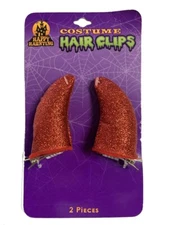 Set of 2 Red Devil Horns Hair Clips Halloween Dress Up Costume Accessory