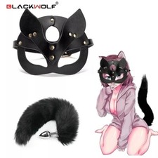 Maske Schwanz Plug Katze Bdsm Leder Fetisch Dominanz Sexy Cosplay
