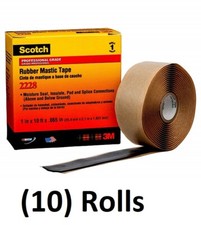 3M Scotch 2228 1" x 10' Professional Electrical Rubber Mastic Tape - 10 Rolls