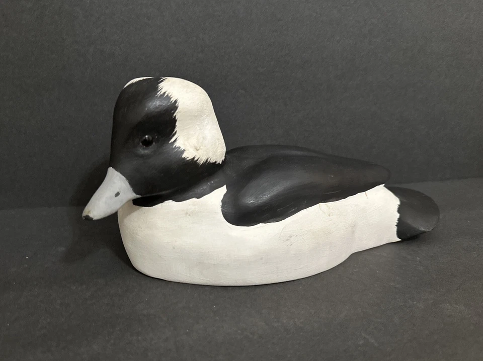 Vintage Hand-Carved Wooden Bufflehead Duck Decoy w/Glass Eyes Signed & Dated - Image 2 of 4