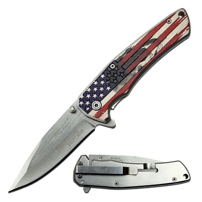 USA American Flag w Skull Pocket Knife Patriotic These Colors Don't Run NIB #2