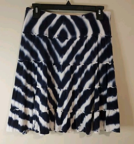 INC INTERNATIONAL CONCEPTS Tie-Dye Stripe Skirt Women's S Blue/White Pull On - Picture 2 of 9