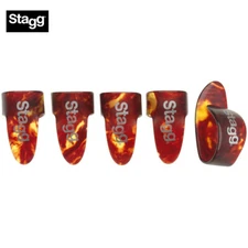 Stagg FPS-M Medium Size Set of 1 Thumb and 4 Finger Picks, Tortoise Shell Color