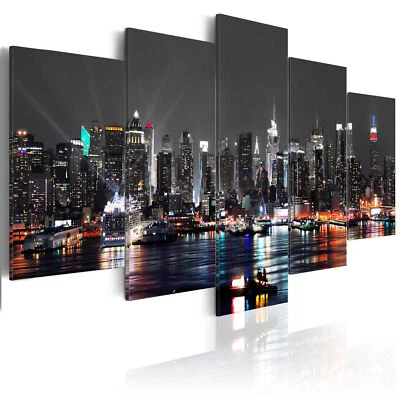 New York Skyline Stadt VLIES LEINWAND DEKO BILDER WANDBILD XXL WOHNZIMMER - Bild 1 von 3