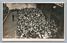 SHIP PASSANGERS CROWD ANTIQUE REAL PHOTO POSTCARD RPPC 