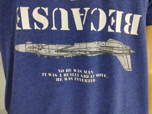 TOP GUN T - Shirt "Because I was Inverted" F-14 Tomcat Blue SS Cotton Adult M - Picture 3 of 6