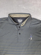 Straight Down Performance Polo Shirt Mens Medium Blue Striped Golf Stretch