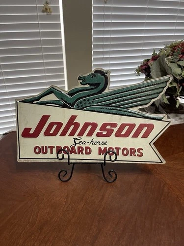 VINTAGE JOHNSON Sea horse OUTBOARD MOTORS Americana SERVICE PUMP STATION SIGN