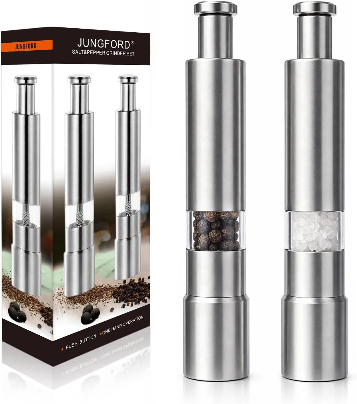 [2 Pieces] Premium Stainless Steel Salt Grinder and Pepper Mill Set for Pepper S