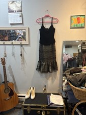 Papell Boutique Black and Gold Prom Dress