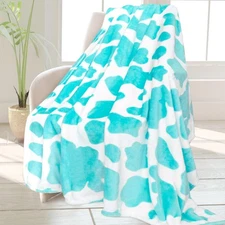 Ultra Soft Flannel Throw Blanket 50x60 Inch - Cozy Lightweight Blue Couch Bla...
