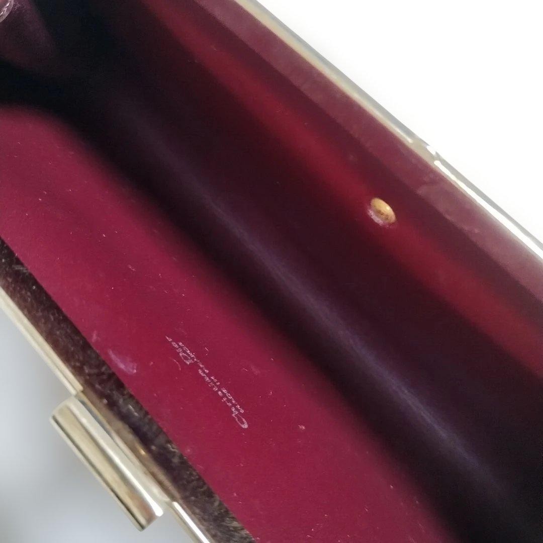 Christian Dior Clasp Bag Canvas Wine Red Trotter Vintage Women's Authentic thumbnail 15