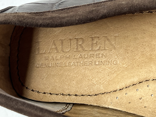 Lauren Ralph Lauren Womens Shoes Size 6 Briley Brown Leather Loafer Croc - Picture 8 of 12