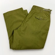 Vintage 1953 Army Wool Field Trousers M-1951 36x26 Olive Green Military Pants