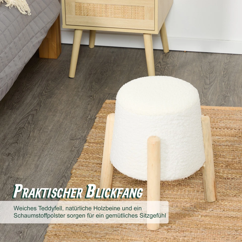 Sitzhocker Hocker Polsterhocker Stoffhocker Couchhocker Fellhocker Teddyfell - Bild 3 von 4