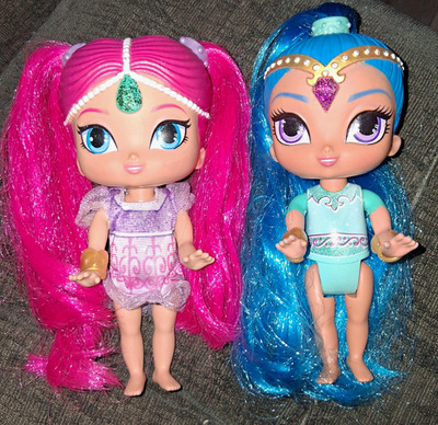 Mattel Shimmer and Shine 6in Fashion Doll Lot of 2 Pink & Blue Hair