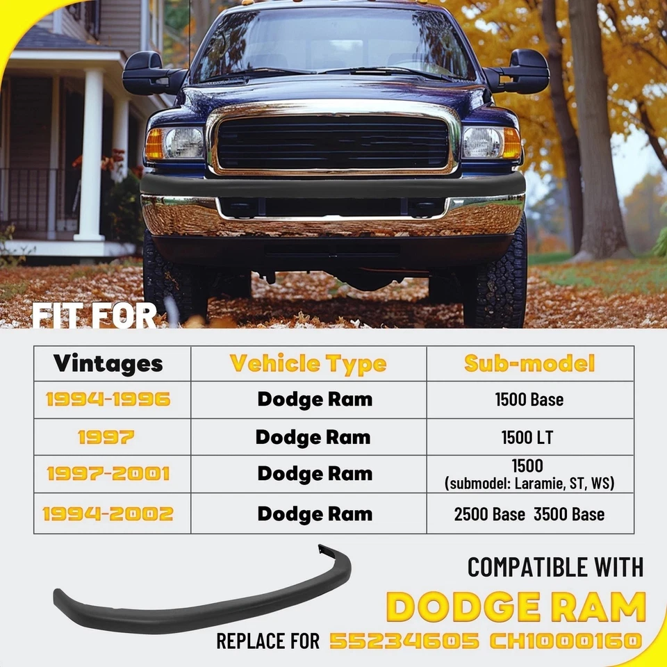 New Front Bumper Upper Cover For Dodge Ram 1500 2500 3500 94-01 02 #55076610AB Foto 3 de 4