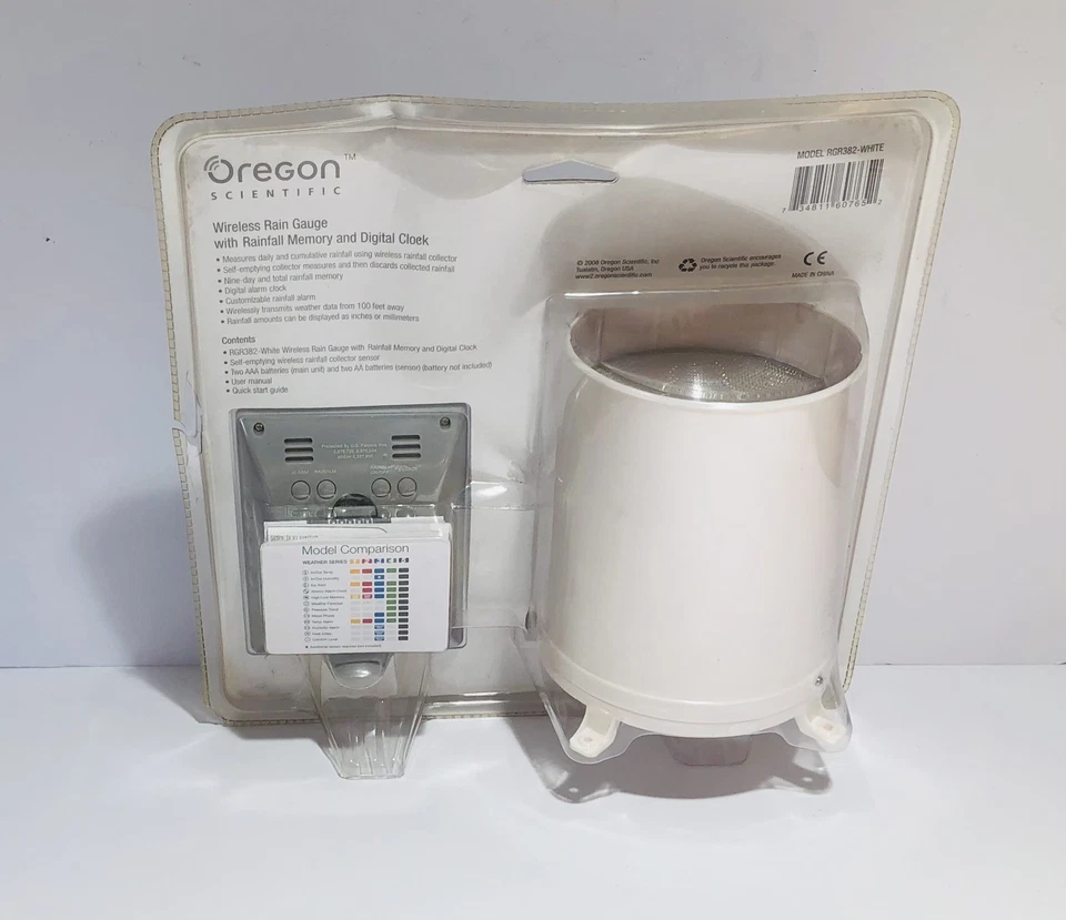 Oregon Scientific Wireless White Rain Gauge Yard RainFall Tracker RGR382 New - Image 2 of 4
