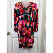 London Times Womens Abstract Brushstroke Print Shift Dress 2 Art Mod Boho Bright