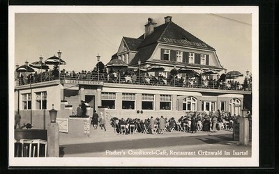 Grünwald /Isartal, Fischer´s Conditorei-Cafe, Restaurant, Ansichtskarte 