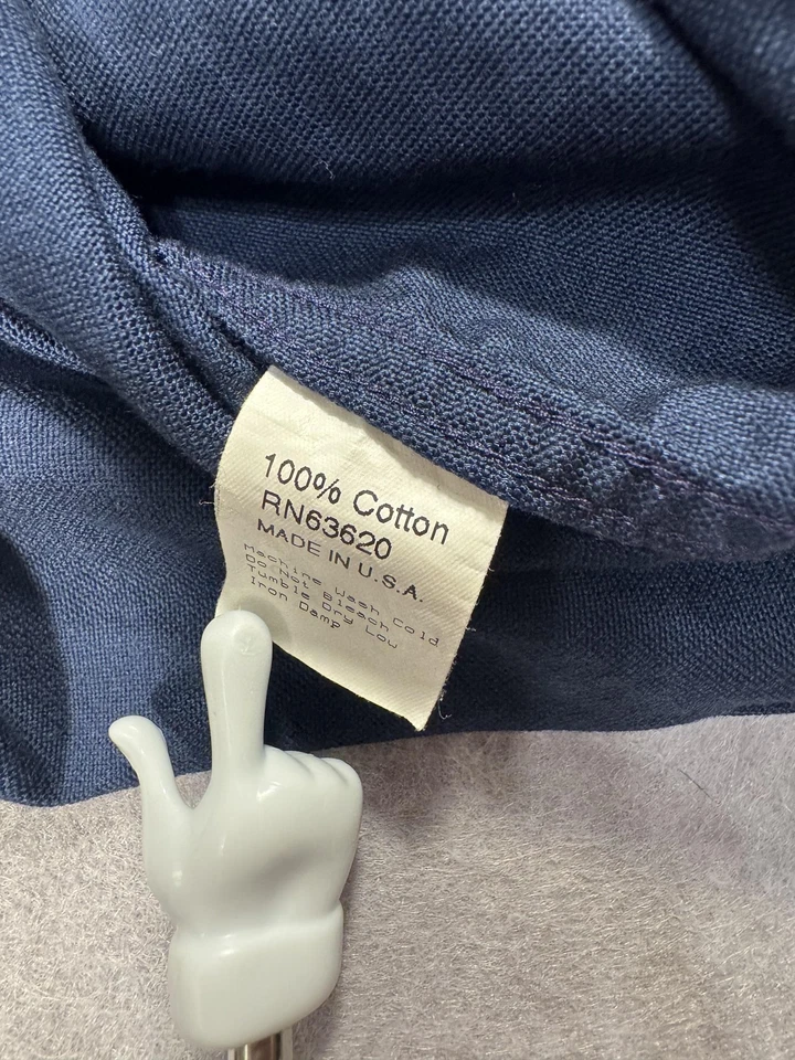 Gitman Bros Shirt Mens Large Navy Blue Oxford Distressed Short Sleeve Made USA - Image 2 of 4