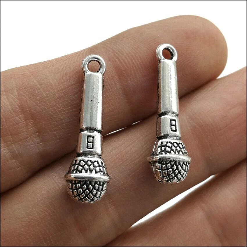 Bracciale con Microfono Argento ciondolo Musica karaoke Uomo Donna braccialetto - Immagine 4 di 4