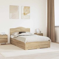 Bettrahmen Mit Kopfteil Sonoma-Eiche 135 X 190 Cm Holzwerkstoff