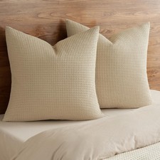 PHF 100 Cotton Waffle Weave Euro Shams 26 x 26, No Filling, 2 Pack Elegant...