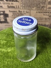 Vintage Alka Seltzer Glass Pill Bottle With Lid-Empty