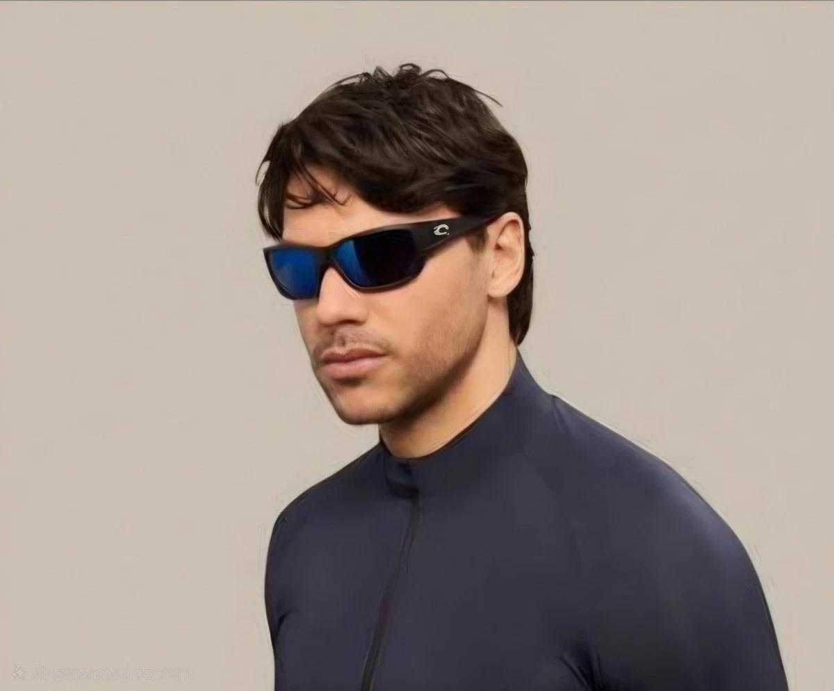 Costa del Mar Sonnenbrille schwarz/blau verspiegelt SCHOOLIE polarisiert 580P NEU (Erwachsene S)