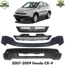 Front Bumper Cover Primed Plastic & Grille Assembly Kit For 2007-2009 Honda CR-V