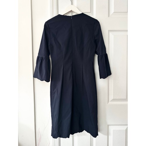 J. McLaughlin Navy Blue Elle Sheath Scallop Hem Knee Length Dress Bell Sleeve 4 - Picture 10 of 11