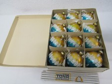 12 alte  Baumkugeln blau Gold Spitze Borde Kugeln  Christbaumkugeln  Baumbehang