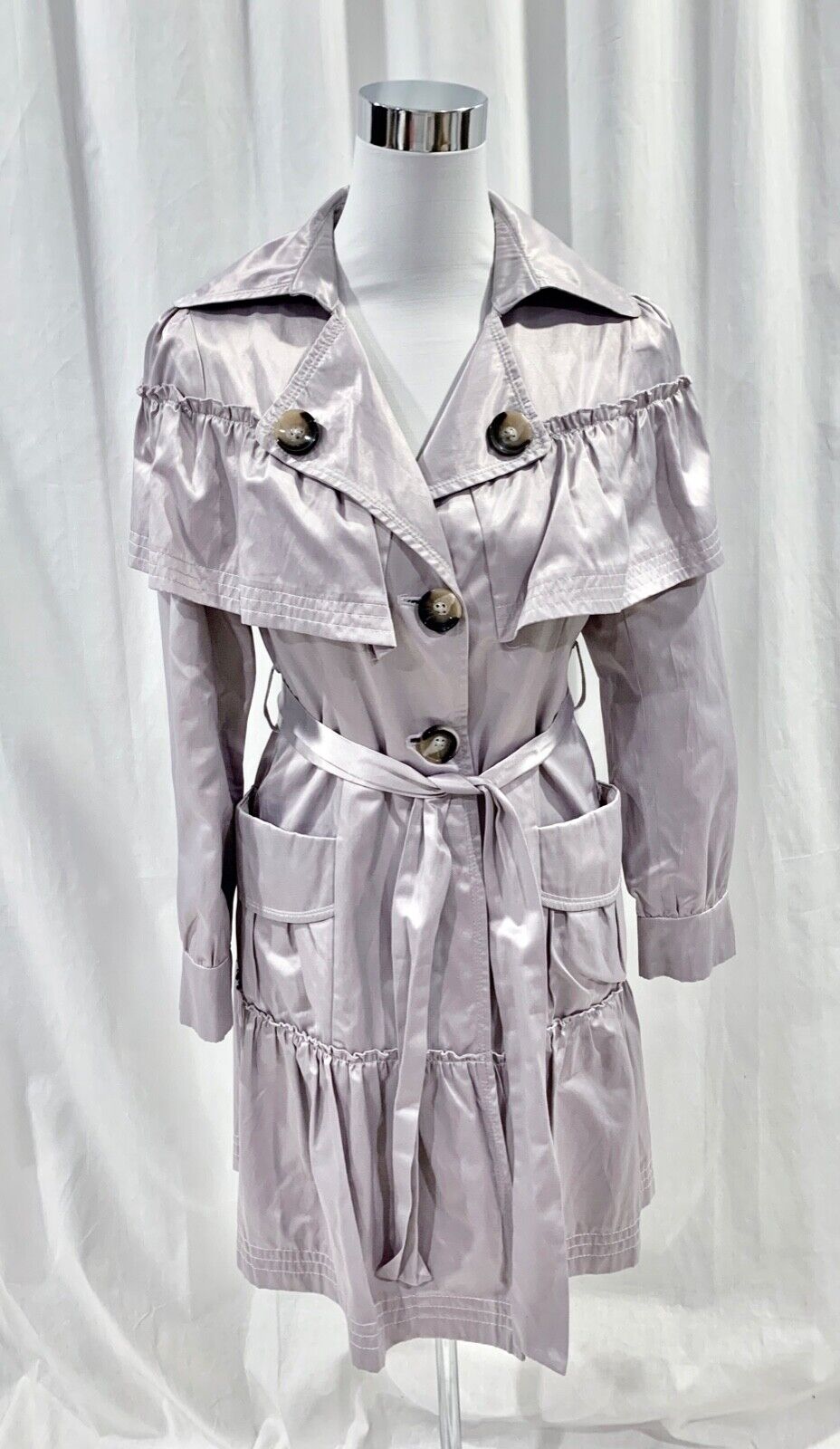 Dolce Gabbana D&G Lavender Belted Trench Coat, S - image 2
