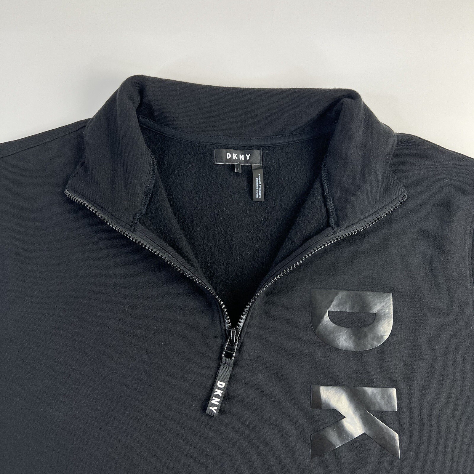 DKNY New York Jacket Large Black Mens 1/4 Zip Pullover Long Sleeve