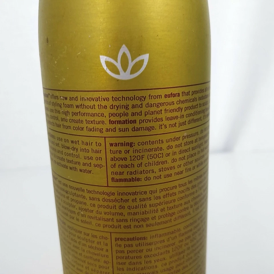 Mousse de espuma con solución de peinado batida Eufora Formation TAMAÑO COMPLETO 8 oz botella antigua Foto 3 de 4